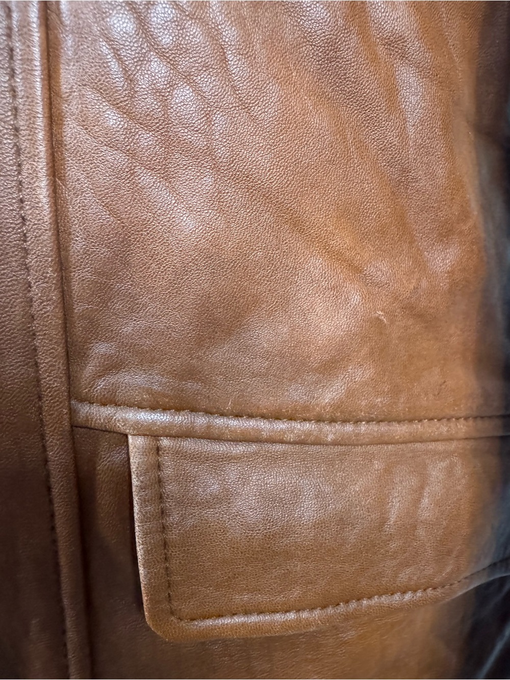 Vintage Monterey Bay Women's Chestnut Brown Leather Button-Front Jacket - Picture 7 of 16
